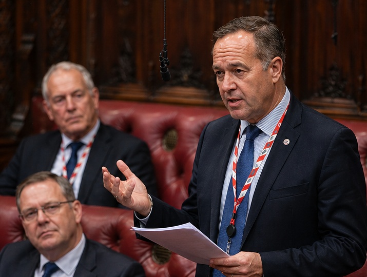 Lord Bloggs addressing the House of Lords chamber